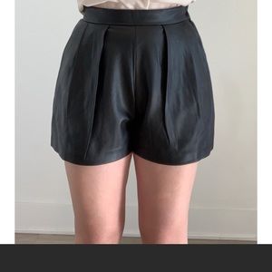 H&M black high waisted vegan leather shorts
